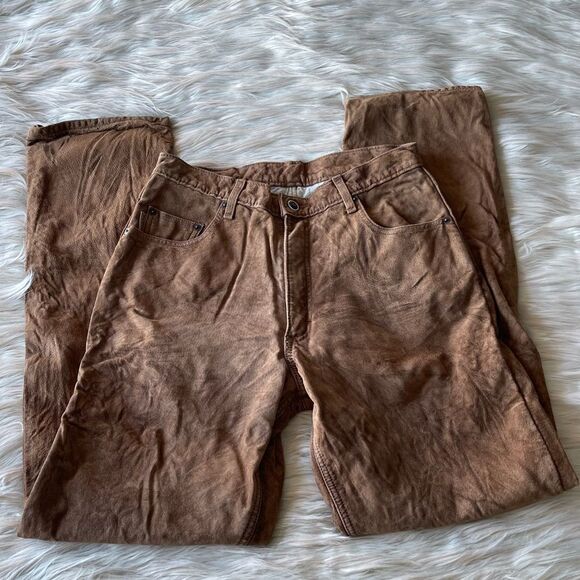 Skotts Leather Washable Suede Pants in Brown - Picture 2 of 10
